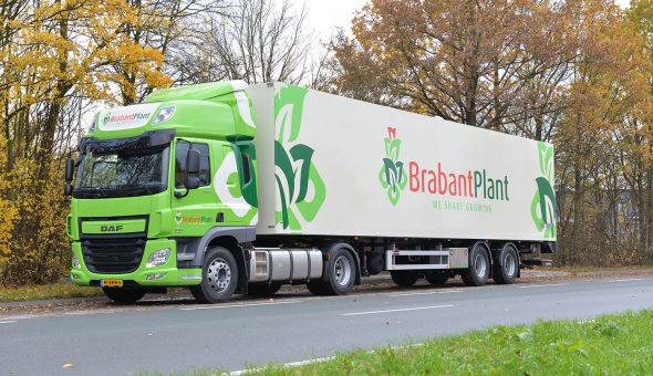 Geconditioneerde oplegger op pacton trailer voor bloementransport (Brabant Plant)