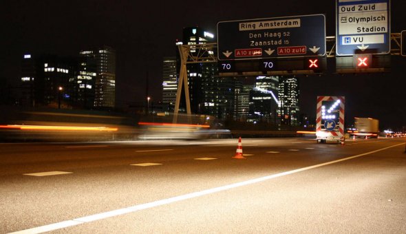 Pijlwagen in actie op de Ring Amsterdam