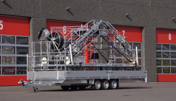 Maatwerk open aanhanger 3.5 TON geleverd voor transport sproei-installaties