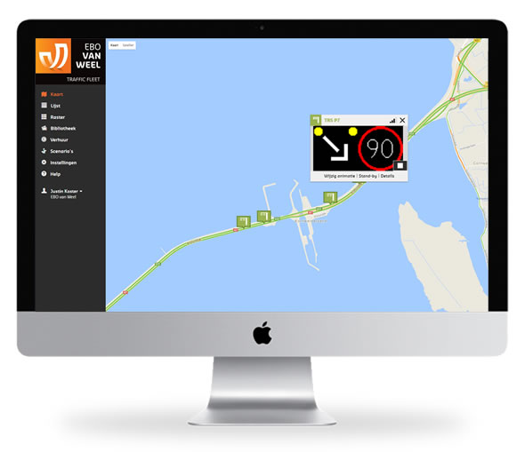 Mobiele rijstrook signalering aangestuurd met Traffic Fleet