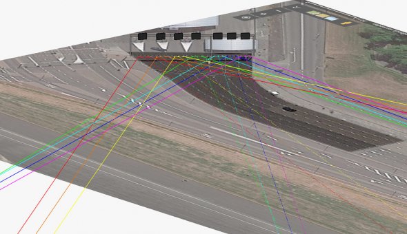 Installatie 7x PortaalDRIPS (Bermdrip Type 3C) voor betere verkeersdoorstorming bij de loketten van de TESO veerdienst