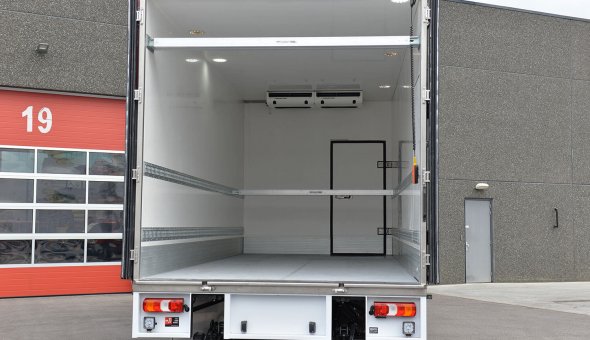 Custom built isothermal box body with compartments on Mercedes Atego trucks