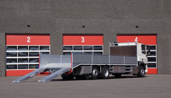 Heavy Duty platform truck bodies with alumium sides and hardwood