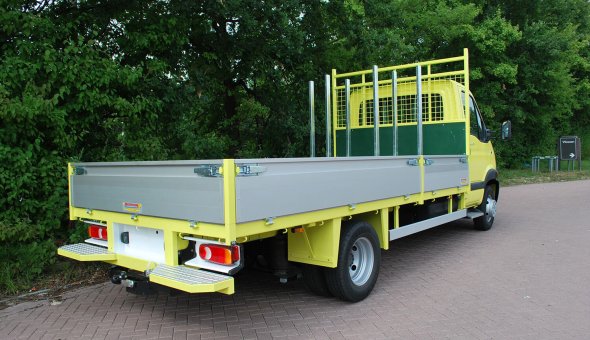 Heavy Duty platform truck bodies with alumium sides and hardwood