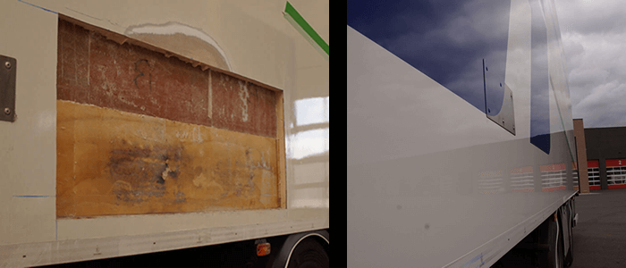 Polyster repair to an isotherm trailer truck body (1)