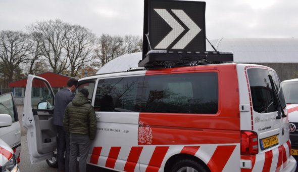 Good visibility of the Road Inspector Vehicle due to the large format Swarco LED display